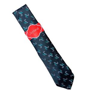 NWT Men's Joyland Candy Cane Tie Black Red Green Christmas Holiday